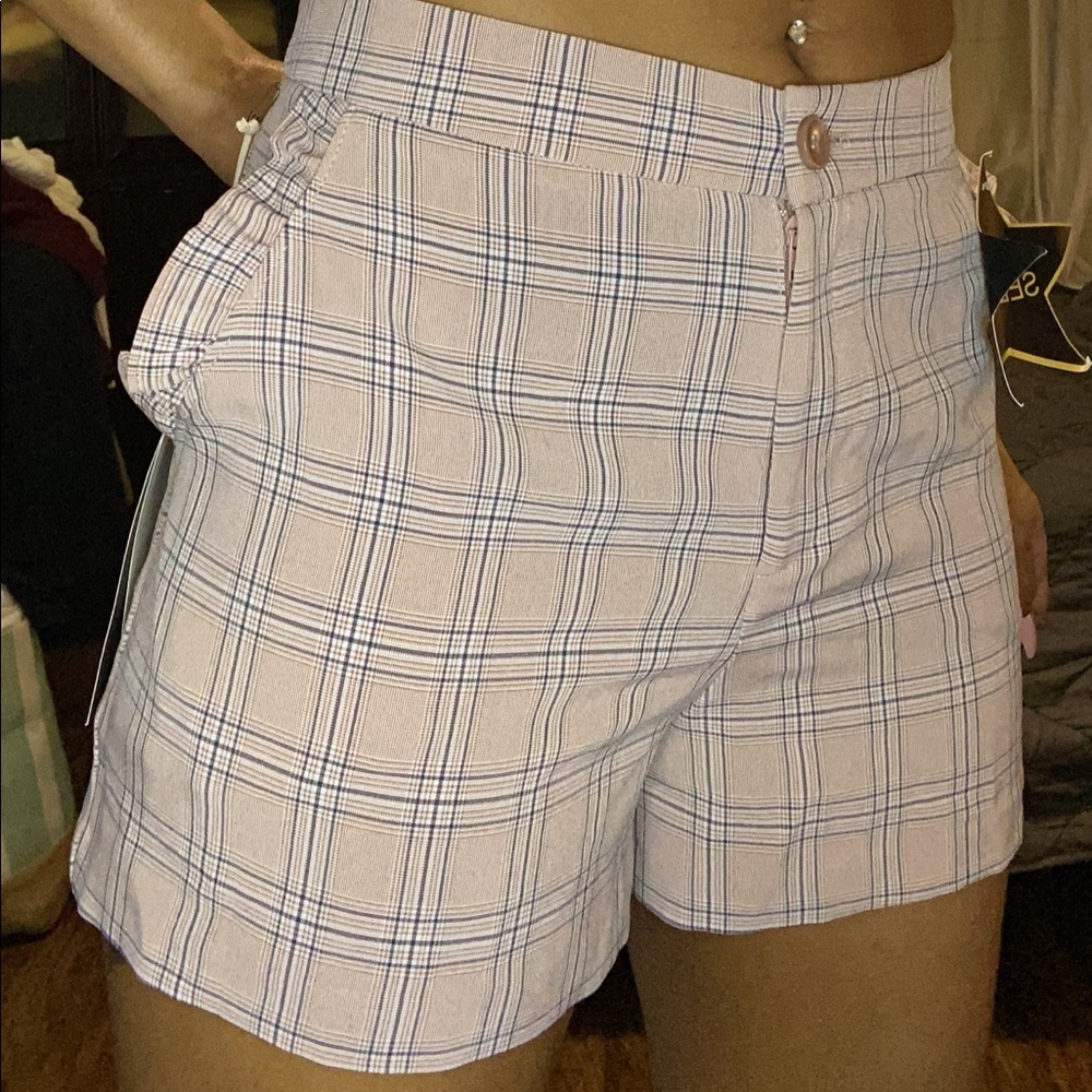 Pink plaid dress shorts